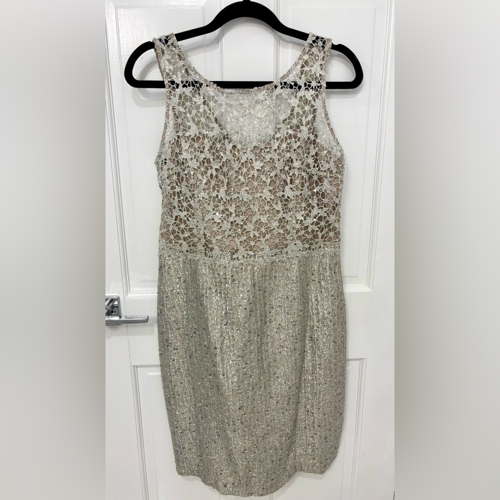 Kay Unger Cream Lace Dress